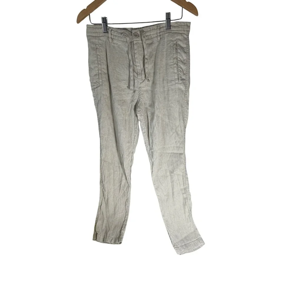 Porter & Ash Mens Linen Blend Drawstring Pants Beige Tan Casual Trousers Sz 30
